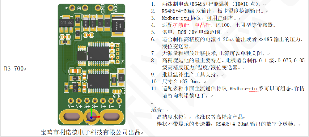 BS-700型4-20mA+RS485智能溫補(bǔ)板卡校準(zhǔn)說明書