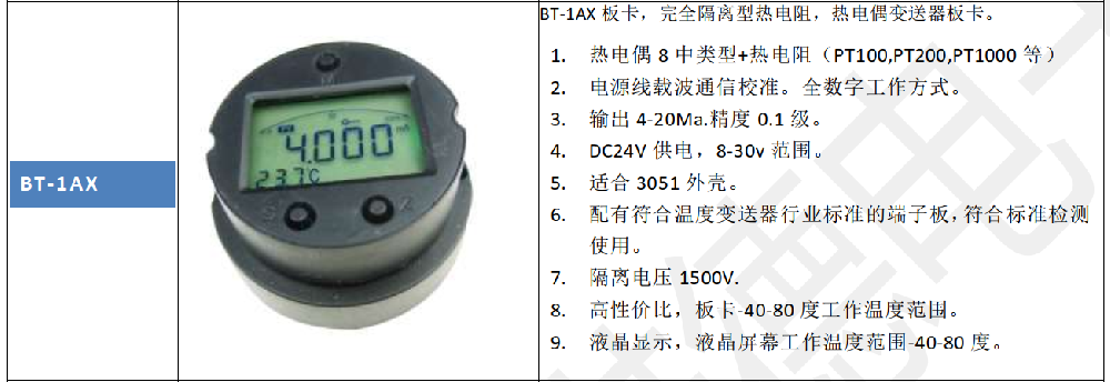 利諾德電子推出全隔離的熱電阻，熱電偶溫度變送器板卡。